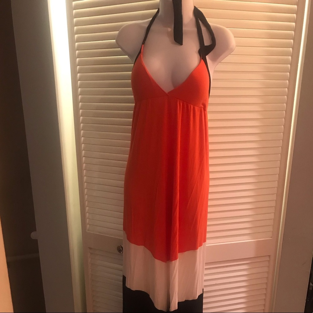 Halter color block dress